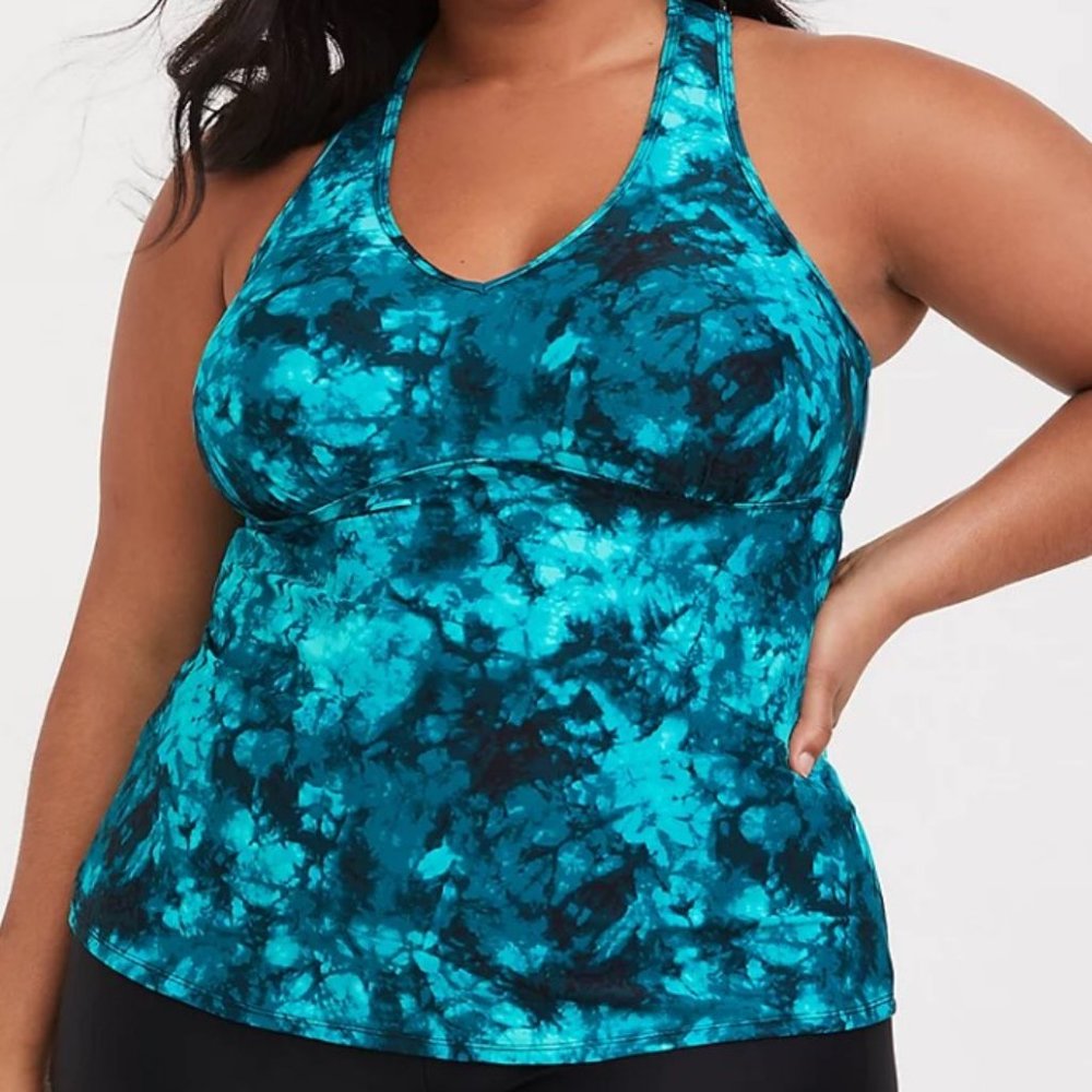 TEAL TIE-DYE RACERBACK TANKINI TOP